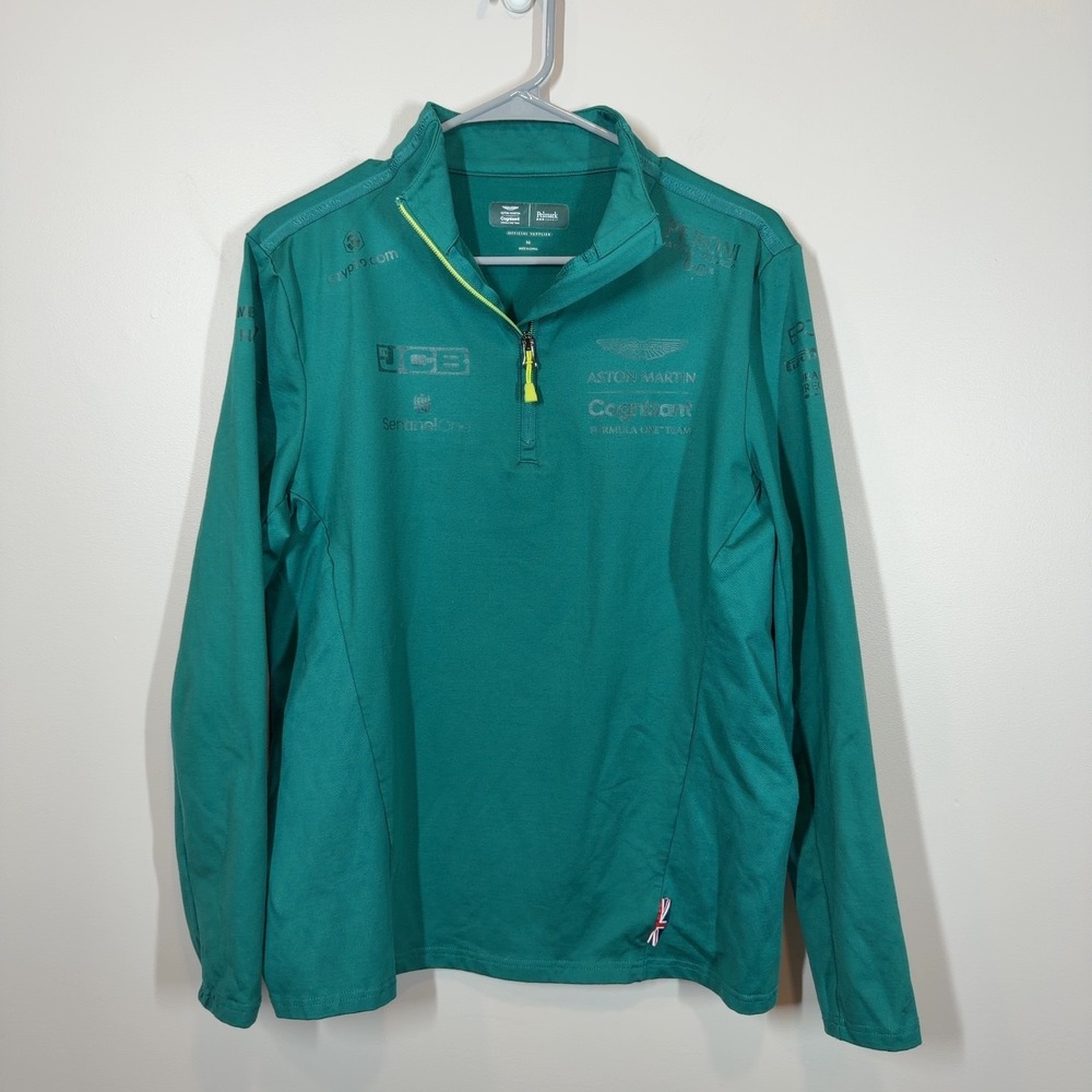 Aston Martin F1 Team Quarter Zip Pullover Green Cognizant Size M Long Sleeve